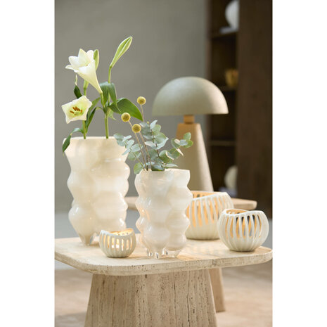 Waxinelichthouder Chalco offwhite-goud