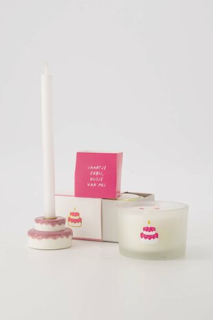 Zusss geurkaars in schuifdoosje taart wit-roze