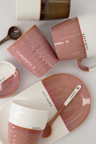 Zusss koffiemok happy burgundy/wit