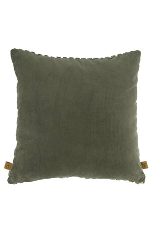 Zusss kussen corduroy/velvet 45x45 cm offwhite/groen