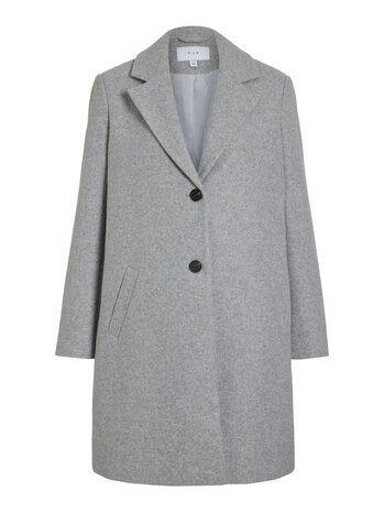 Vila button coat light grey melange