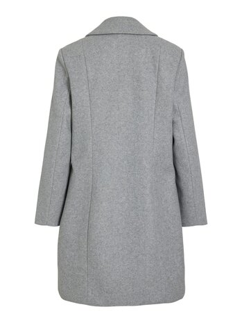 Vila button coat light grey melange
