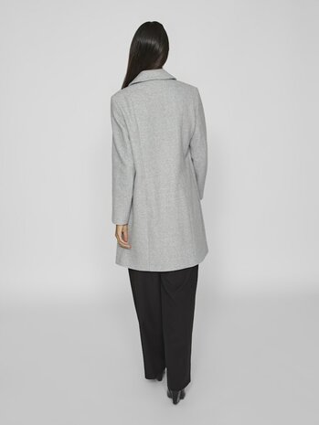 Vila button coat light grey melange