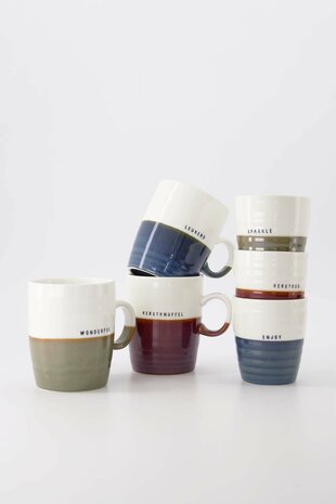 Zusss koffiemok sparkle wit/donkergroen