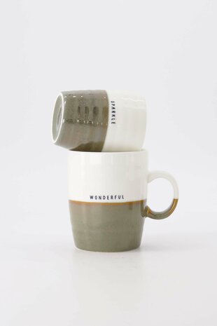 Zusss koffiemok sparkle wit/donkergroen