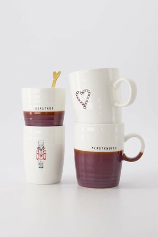 Zusss koffiemok kerstkus wit/donkerrood