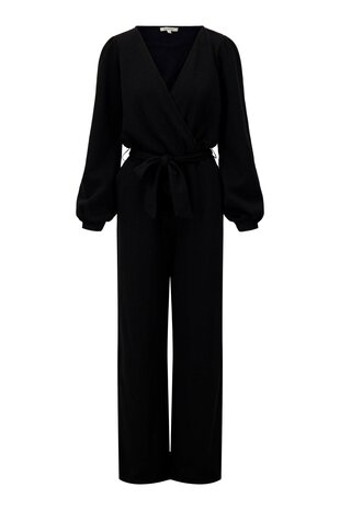 Zusss overslag jumpsuit zwart met lurex