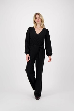 Zusss overslag jumpsuit zwart met lurex