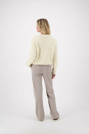 Zusss jaquard broek tweekleurig beige/offwhite 