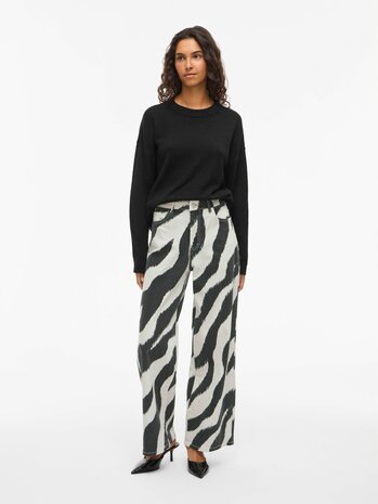 Vila printed wide leg jeans vifreya birch-black