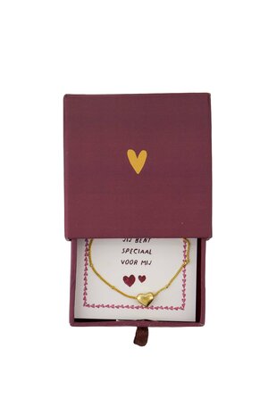 Zusss armband hartje in schuifdoosje rood