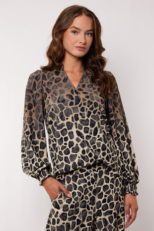 G-Maxx top Darina wood ash/grey brown print