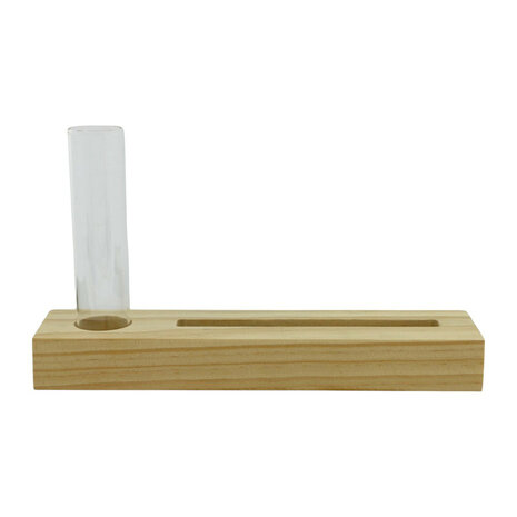 Houten standaard voor geurzakje met vaasje