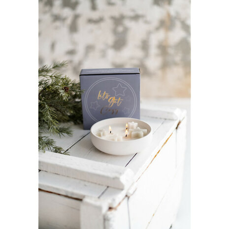 Kaars in bowl wit - stars