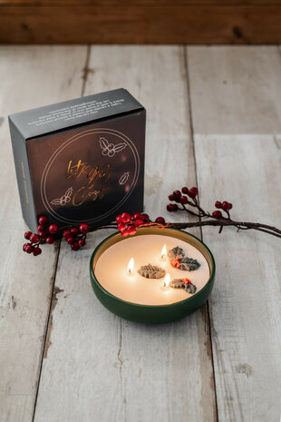 Kaars in bowl groen - kerst