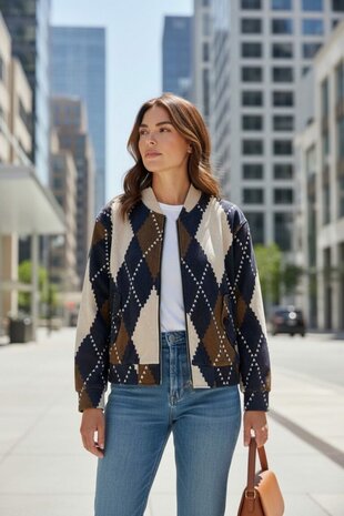 Bomber jasje blauw/bruin