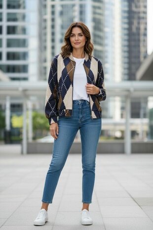 Bomber jasje blauw/bruin