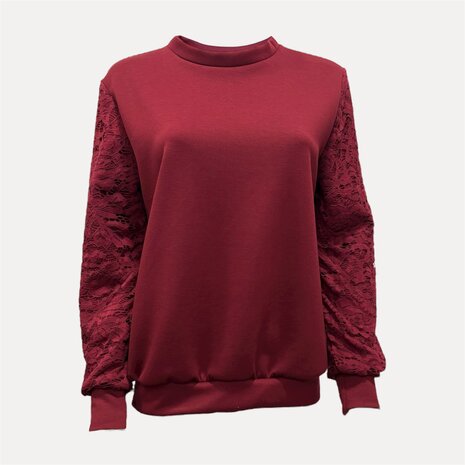 Sweater lace arms bordeauxrood