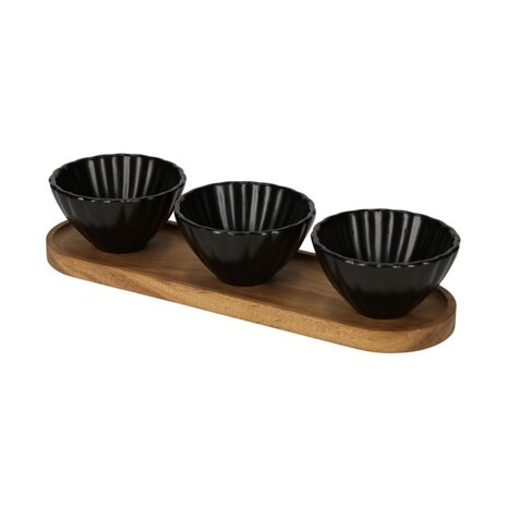 Serveerset met schaaltjes zwart