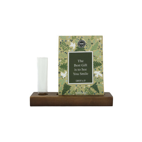 Houten standaard voor geurzakje met vaasje darkbrown