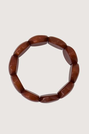 Zusss armband van kralen elastiek mid brown