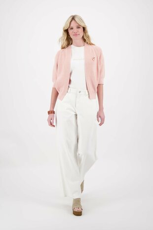 Zusss vest soft pink met vleermuis mouwen met broche