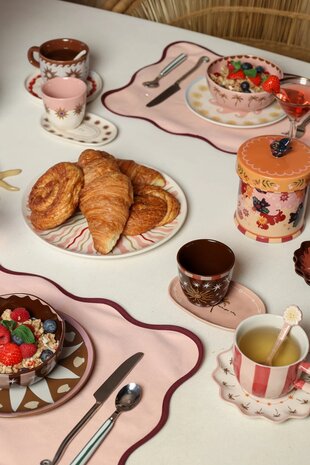 Bord groot rond met roze zon