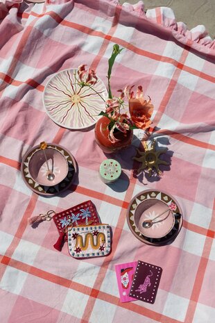 Bord groot rond met roze zon