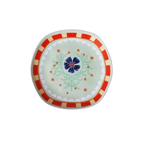 Serveerbord groen met bloemen
