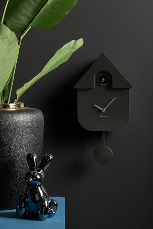 Wandklok Cuckoo metallic dark grey