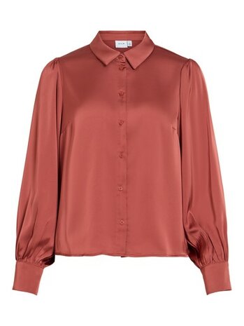 Vila glanzende blouse marsala