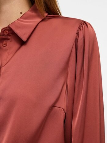 Vila glanzende blouse marsala