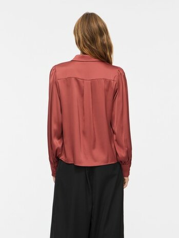 Vila glanzende blouse marsala