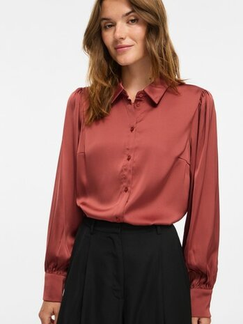 Vila glanzende blouse marsala