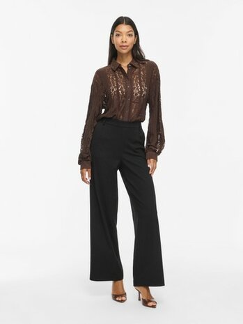 Vila kanten blouse visilano coffee bean