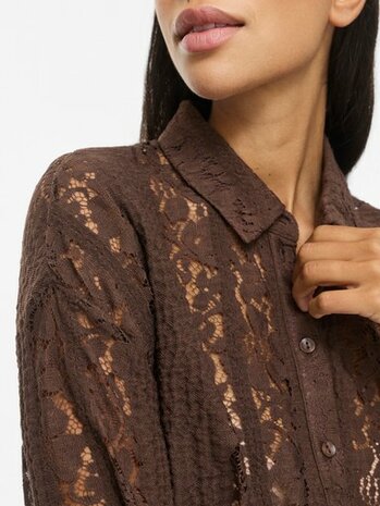 Vila kanten blouse visilano coffee bean