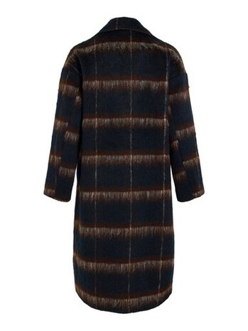 Vila lange jas Vimelon navy/brown 