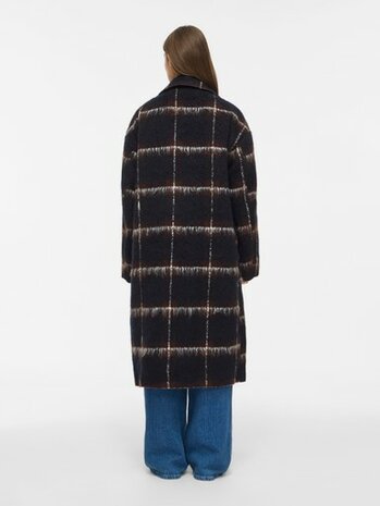 Vila lange jas Vimelon navy/brown 
