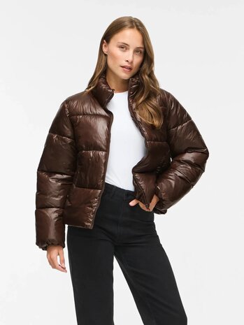 Vila Vilychee puffer jas coffee bean