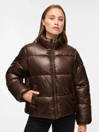 Vila Vilychee puffer jas coffee bean