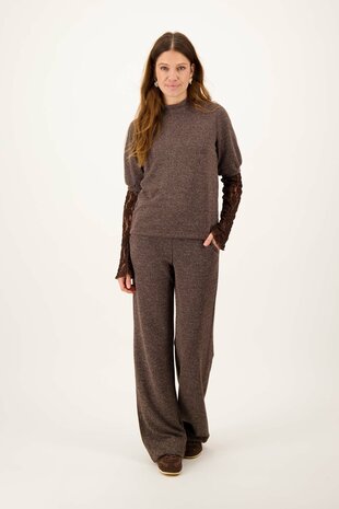 Zusss tweed stretch broek bruin