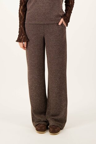 Zusss tweed stretch broek bruin