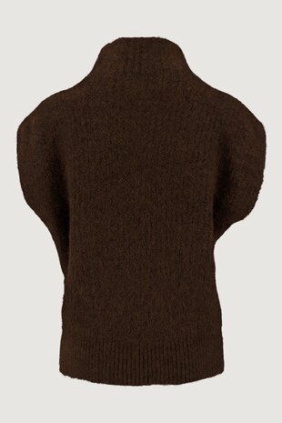 Zusss mouwloze trui met turtleneck dark choco