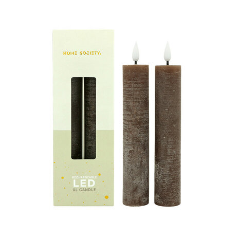 Led set/2 XL dinerkaars oplaadbaar donkerbruin