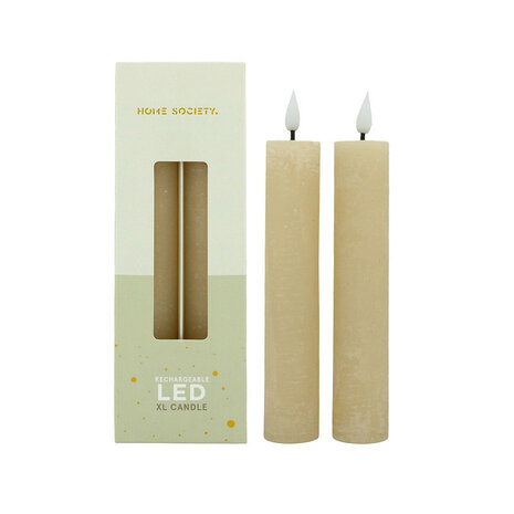 Led set/2 XL dinerkaars oplaadbaar gebroken wit