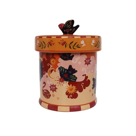 Jar oranje met vogels
