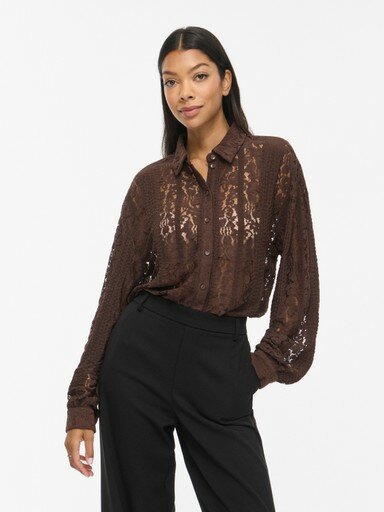 Vila kanten blouse visilano coffee bean