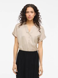 Vila glanzende blouse Vienna cement *gerecycled polyester* 